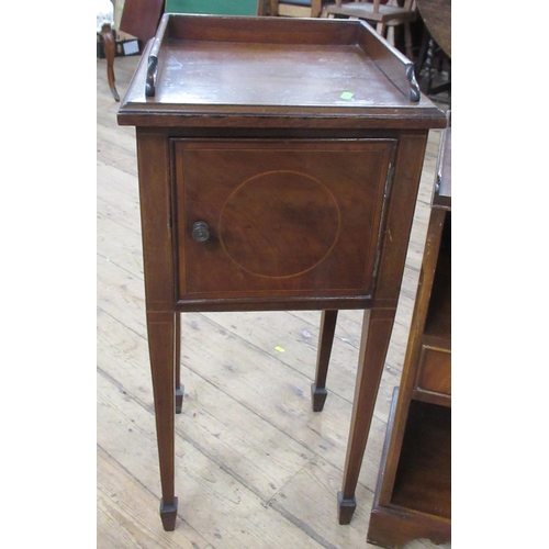 61 - A pair of reproduction mahogany bedside cabinets, 20ins x 12ins, height 26.5ins, together with a mah... 