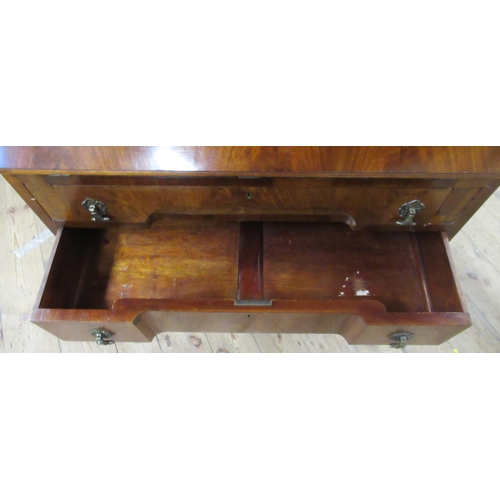 64 - A mahogany fall flap bureau, with fitted interior, over three long drawers, to cabriole legs, width ... 