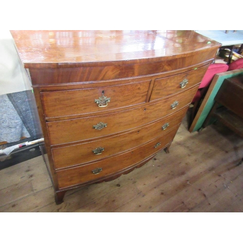 78 - A mahogany bow fronted chest of drawers, width 46ins, depth 22ins, height 45ins