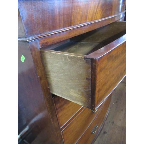 78 - A mahogany bow fronted chest of drawers, width 46ins, depth 22ins, height 45ins