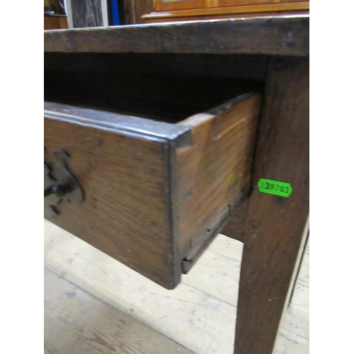 91 - An antique oak side table fitted with frieze drawer, width 31ins,depth 17ins, height 26ins