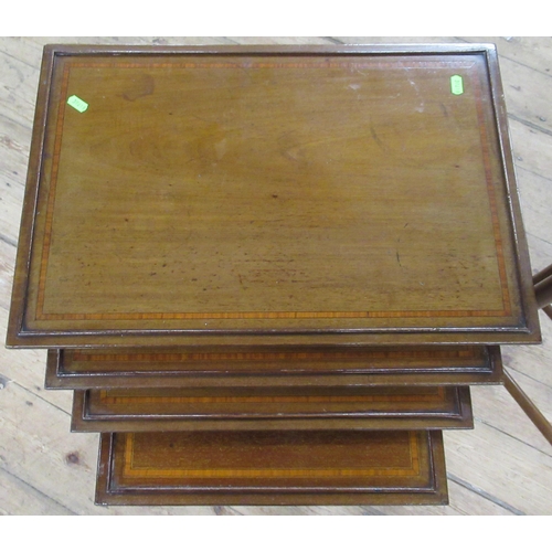 95 - A nest of four mahogany tables, largest 22ins x 14.5ins, height 28ins, together with a towel rail an... 