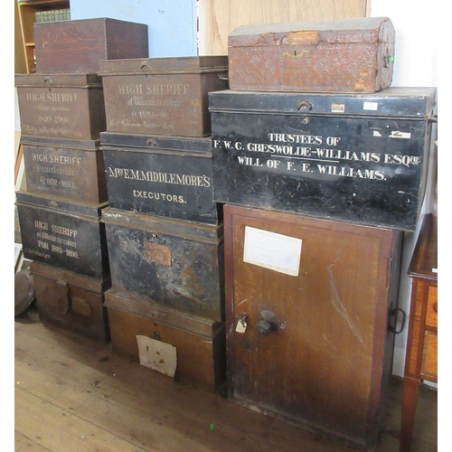 1 - A collection of vintage deed boxes, boxes etc