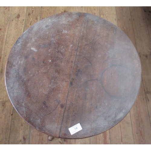 14 - An Antique mahogany tilt top table, with circular top, diameter 19.5ins, height 27.75ins