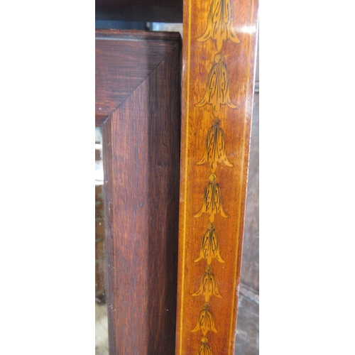 17 - An Antique oak and inlaid mahogany cheval mirror, height 71ins, width 33ins