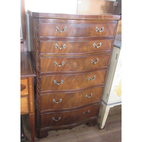 2 - An Edwardian mahogany dressing chest, with inlaid decoration, 42ins x 21ins, height 63ins, together ... 