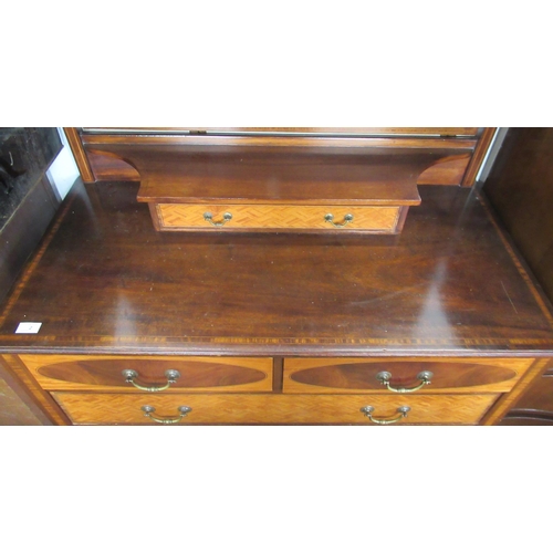 2 - An Edwardian mahogany dressing chest, with inlaid decoration, 42ins x 21ins, height 63ins, together ... 