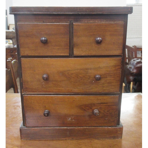 3 - A miniature chest, of two over two drawers, 12ins x 6.25ins, height 15ins