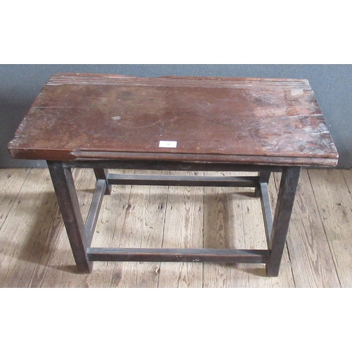 30 - An Antique style oak bench, 29ins x 13ins, height 19ins