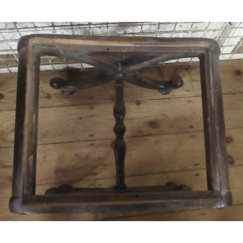 34 - An oak cross framed stool, with pony hair covered seat, height 18ins, 20ins x 16ins