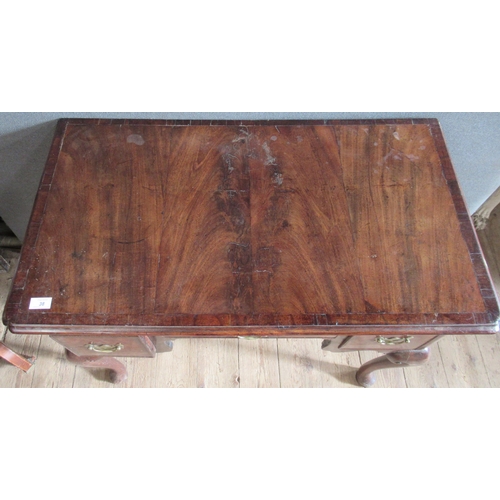 38 - An Antique mahogany low boy, fitted with three drawers, on cabriole legs to pad feet, 36ins x 20.5in... 