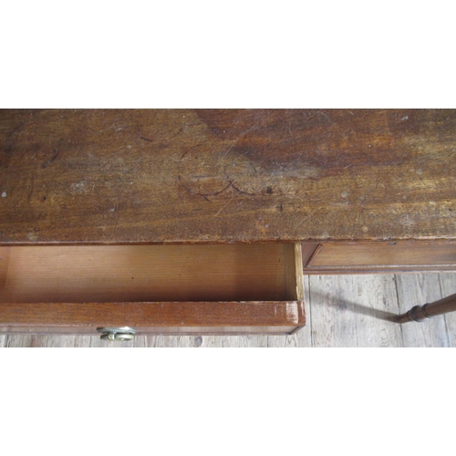 39 - A 19th century mahogany washstand, fitted with two frieze drawers, on turned legs, 37ins x 18ins, he... 