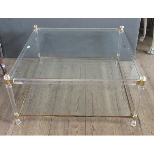 58 - A glass top square coffee table, width 36ins, height 18ins