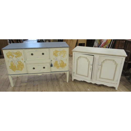 6 - Two painted sideboards, 54ins x 21ins, height 37ins and 44ins x 20ins, height 33ins