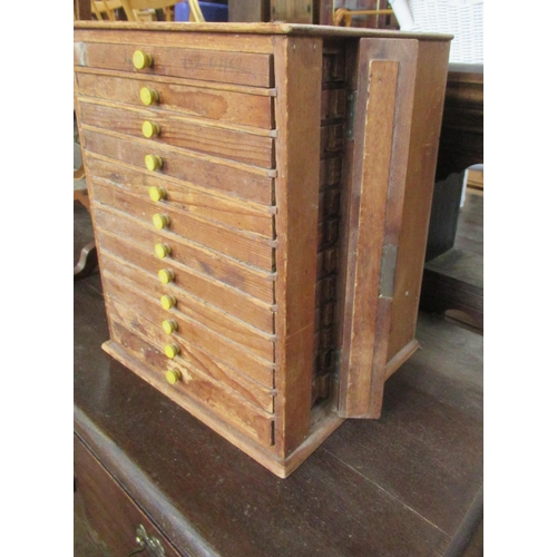 A pine table top set of drawers, with side flap to unlock the drawers ...
