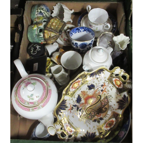 A box of sundry china to include 19th century examples