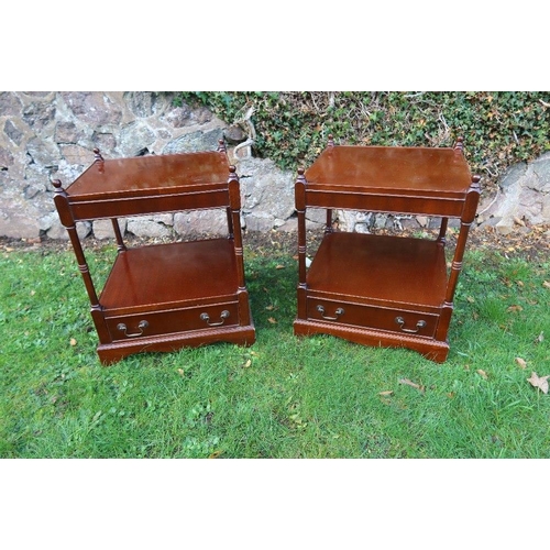 54 - A pair of mahogany bedside cabinets, 17.5ins square, height 30ins