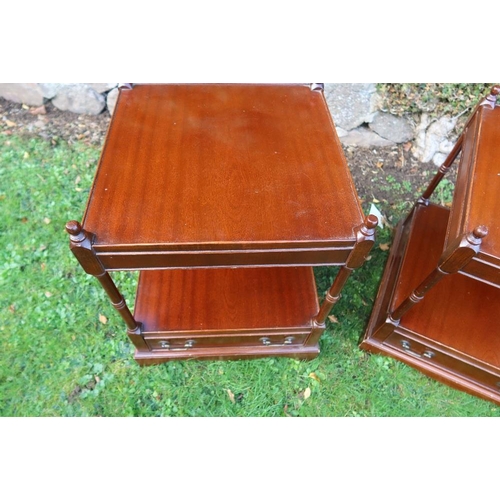 54 - A pair of mahogany bedside cabinets, 17.5ins square, height 30ins