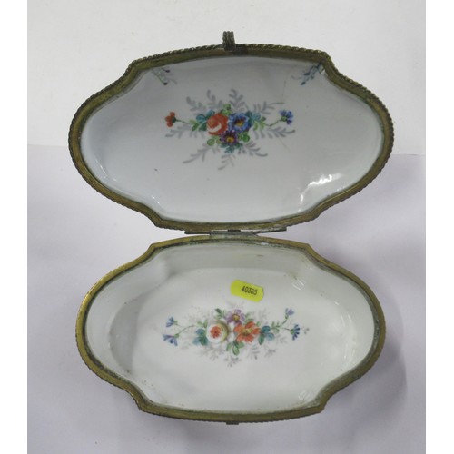 A 19th century French porcelain box, with gilt metal mounts, the domed ...
