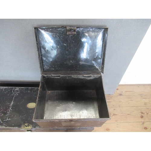 6 - Three vintage tin trunks, one with paperwork for Rev. Leslie Walker