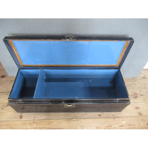 6 - Three vintage tin trunks, one with paperwork for Rev. Leslie Walker