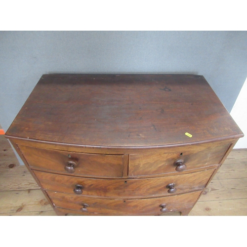 20 - A 19th century mahogany bow front chest, of two short over two long drawers, 35.5ins x 20ins, height... 