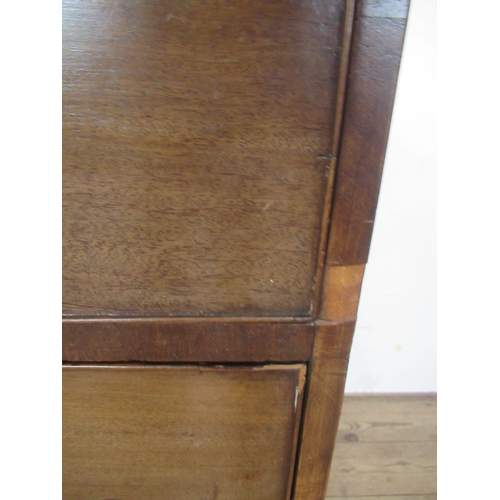 21 - A 19th century mahogany chest, of two short over three long drawers, 39.5ins x 21ins, height 36.5ins