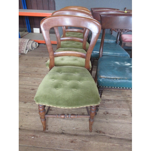 22 - A set of four 19th century mahogany balloon back chairs, together with three bar back dining chairs,... 