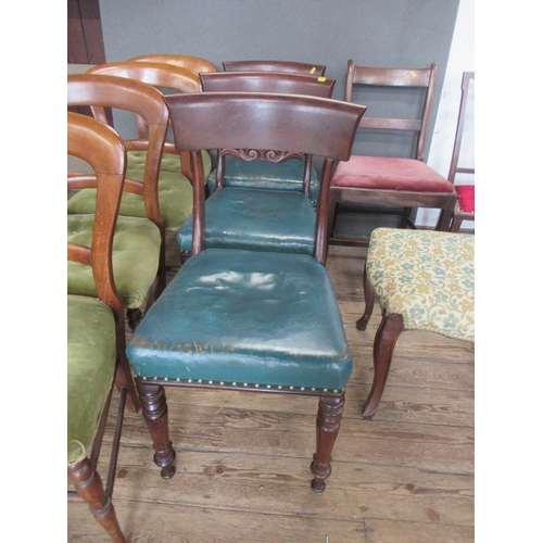 22 - A set of four 19th century mahogany balloon back chairs, together with three bar back dining chairs,... 