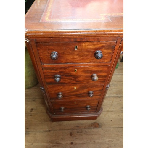 25 - A mahogany twin pedestal desk, with leather inset, width 55ins, depth 24ins