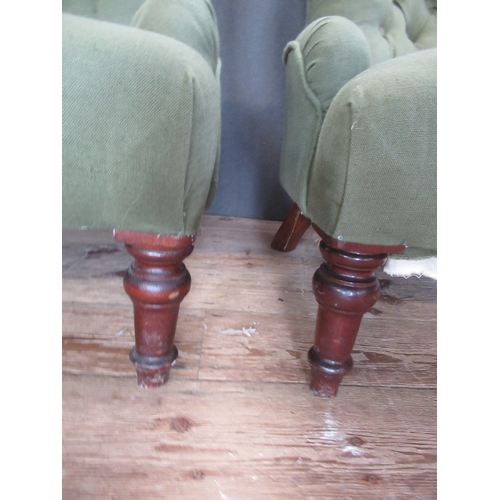 47A - A pair of green button back nursing chairs