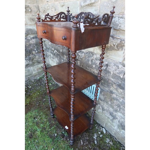 39 - A Victorian rosewood what not with barley twist supports width 19ins
