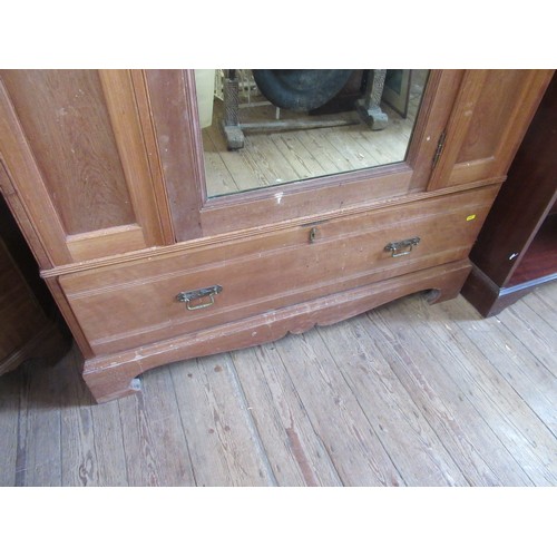 13 - A satinwood mirror door wardrobe