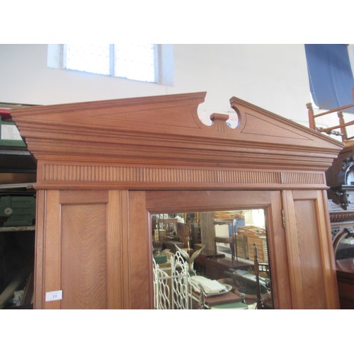 13 - A satinwood mirror door wardrobe