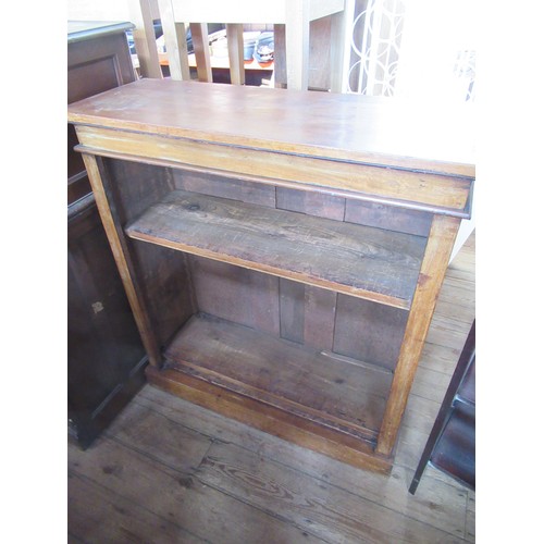 17 - A mahogany set of shelves, width 36ins, together with a folding set of shelves, width 28ins