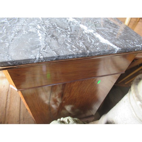 55 - A marble topped walnut chest of drawers width 50ins depth 22ins height 36ins