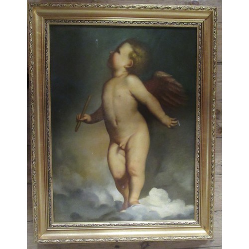 466 - G Gaggio, cherub standing on clouds, 27ins x 20ins