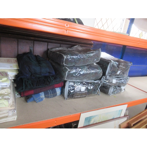 524 - A collection of linen, blankets etc, together with a box of assorted items