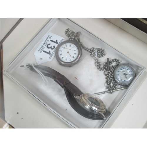 131 - Pocket Watch & 2 Wristwatches