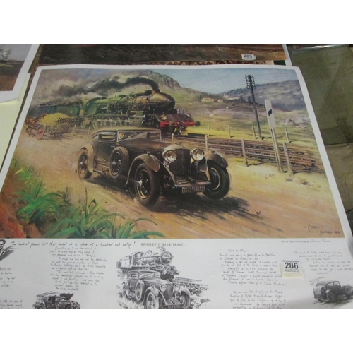 286 - The Bentley vs blue train print by Terrance Cuneo