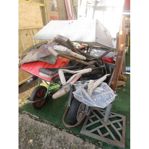 28 - 2 Wheelbarrows & garden tools