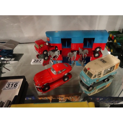 287 - spot on E Type jag, corgi ice cream van and corgi chiperfield lorry