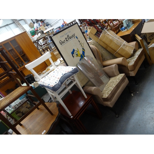 44 - Wing back chair, nest etc