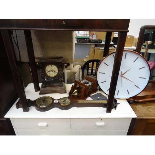 57 - Gilt wall clock, mantle clock etc