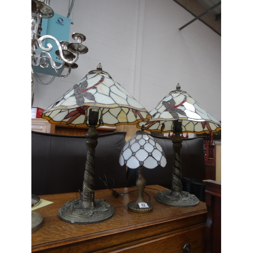 62 - 3 Tiffany style lamps & shades