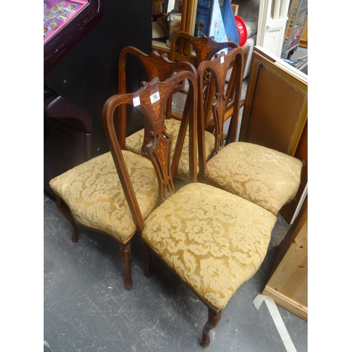 76 - Set 4 inlaid antique chairs