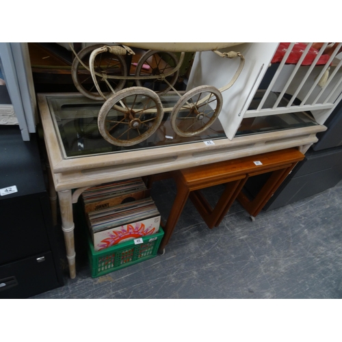 45 - Pine framed glass hall table