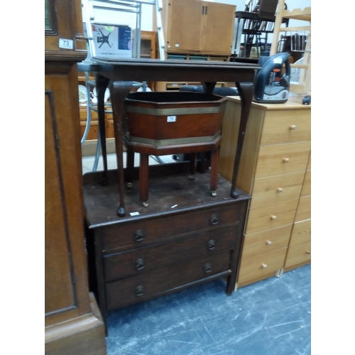 75 - oak chest and side table