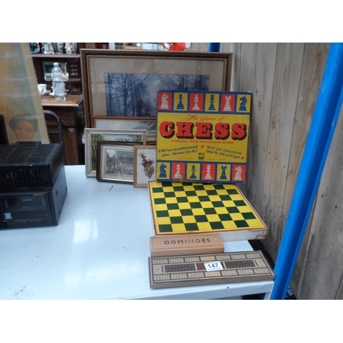 147 - Pictures, chess board etc