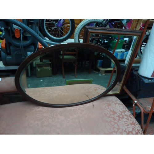 98 - Edwardian inlaid oval mirror & 1 other